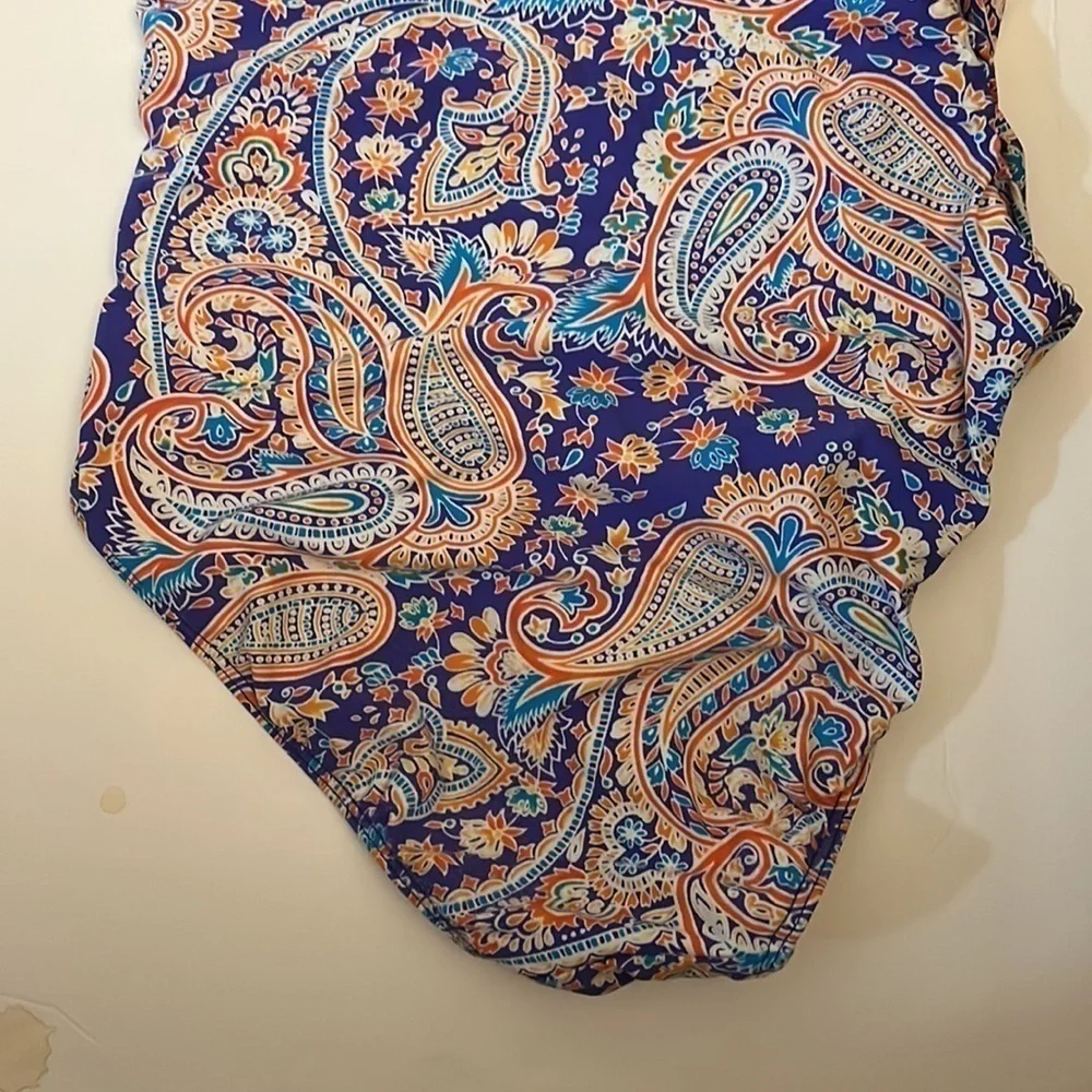 Lauren Ralph Lauren One Shoulder Paisley print bathing suit size 8